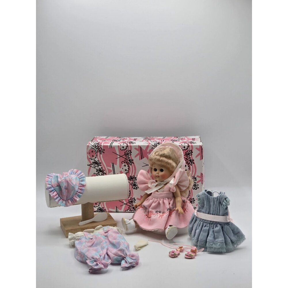 Unique Collectible Ginny Doll 8" Blonde Hair Pink Dress Original Box & Accessori